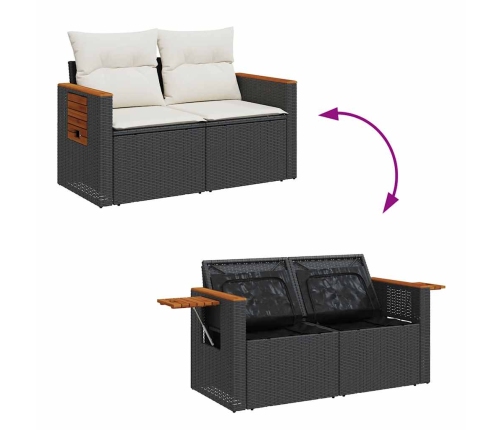 Set de muebles de jardín 5 pzas y cojines ratán sintético negro