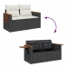 Set de muebles de jardín 5 pzas y cojines ratán sintético negro