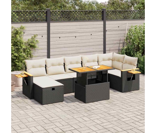 Set de muebles de jardín 5 pzas y cojines ratán sintético negro