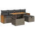 Set de muebles de jardín 6 pzas y cojines ratán sintético gris