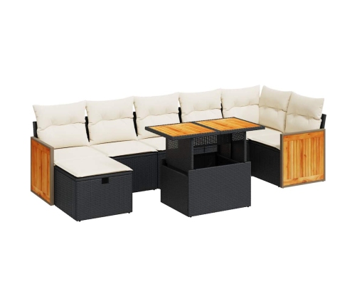 Set de muebles de jardín 5 pzas y cojines ratán sintético negro