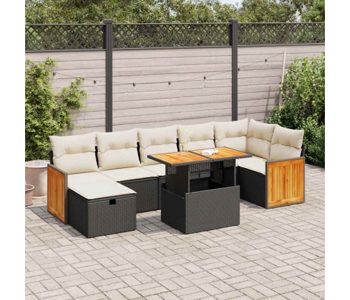 Set de muebles de jardín 5 pzas y cojines ratán sintético negro