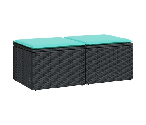 Set sofás jardín y cojines 2 pzas ratán sintético acacia negro