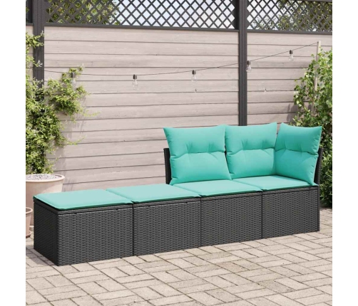 Set sofás jardín y cojines 2 pzas ratán sintético acacia negro