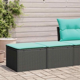 Set sofás jardín y cojines 2 pzas ratán sintético acacia negro