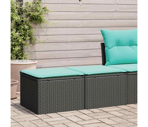 Set sofás jardín y cojines 2 pzas ratán sintético acacia negro