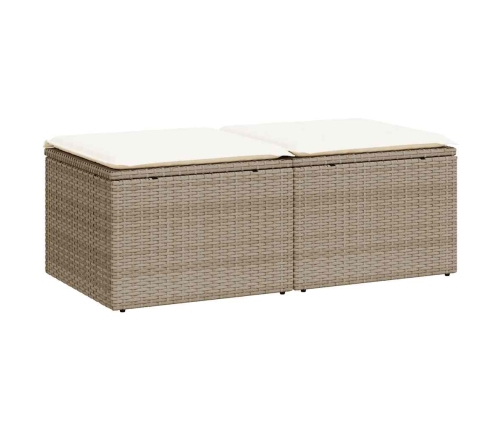 Set sofás jardín y cojines 2 pzas ratán sintético acacia beige