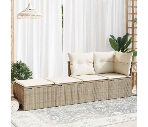 Set sofás jardín y cojines 2 pzas ratán sintético acacia beige