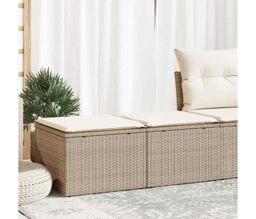 Set sofás jardín y cojines 2 pzas ratán sintético acacia beige