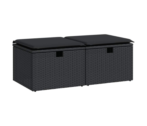 Set sofás jardín y cojines 2 pzas ratán sintético acacia negro