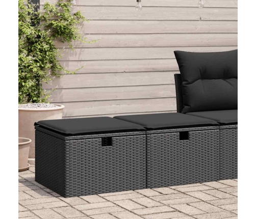Set sofás jardín y cojines 2 pzas ratán sintético acacia negro