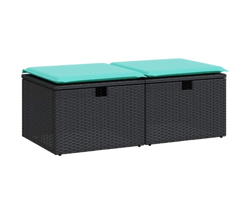 Set sofás jardín y cojines 2 pzas ratán sintético acacia negro