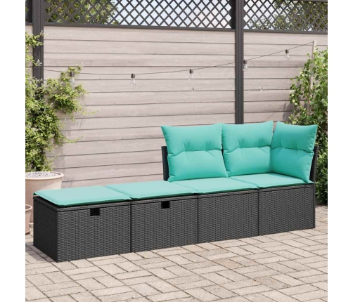 Set sofás jardín y cojines 2 pzas ratán sintético acacia negro