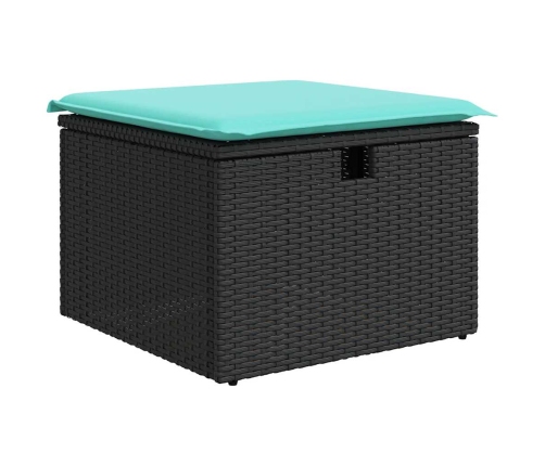 Set sofás jardín y cojines 2 pzas ratán sintético acacia negro
