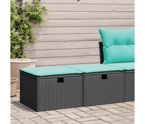 Set sofás jardín y cojines 2 pzas ratán sintético acacia negro