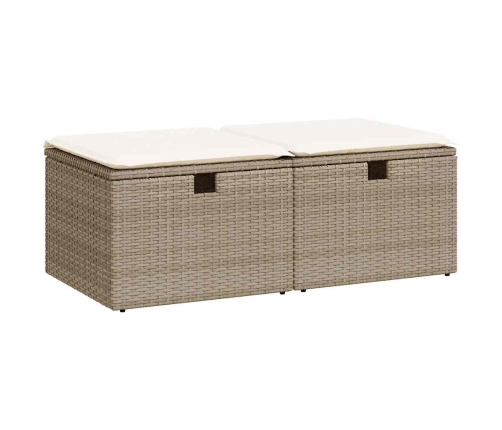 Set sofás jardín y cojines 2 pzas ratán sintético acacia beige