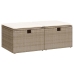 Set sofás jardín y cojines 2 pzas ratán sintético acacia beige