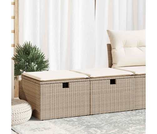 Set sofás jardín y cojines 2 pzas ratán sintético acacia beige