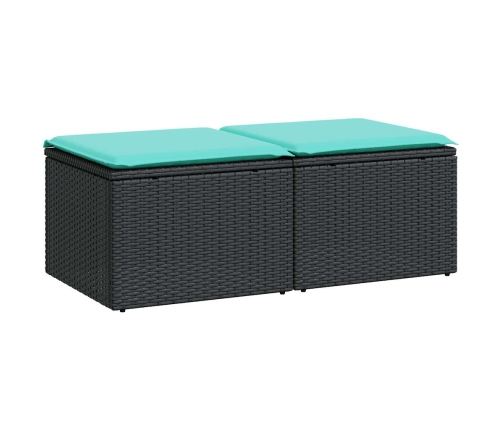 Set sofás jardín y cojines 2 pzas ratán sintético acacia negro
