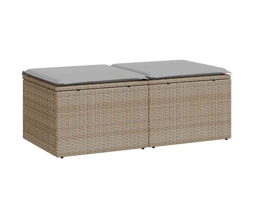 Set sofás jardín y cojines 2 pzas ratán sintético acacia beige