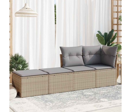 Set sofás jardín y cojines 2 pzas ratán sintético acacia beige
