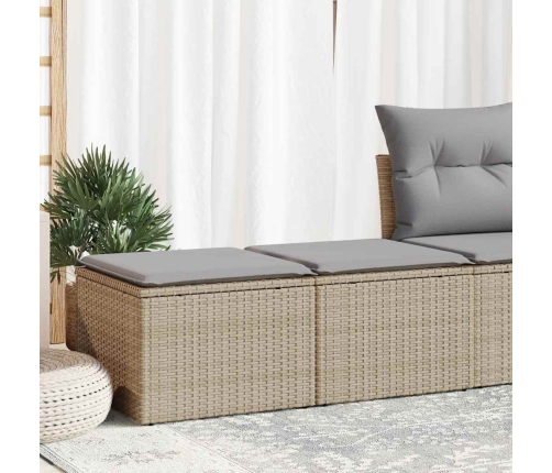Set sofás jardín y cojines 2 pzas ratán sintético acacia beige