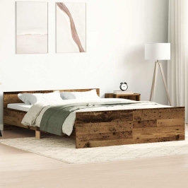 Estructura de cama sin colchón madera antigua 140x190 cm