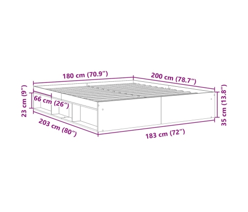 Estructura de cama sin colchón madera antigua 180x200 cm