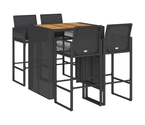 Set bar jardín sin cojines 5 pzas ratán sintético acacia negro