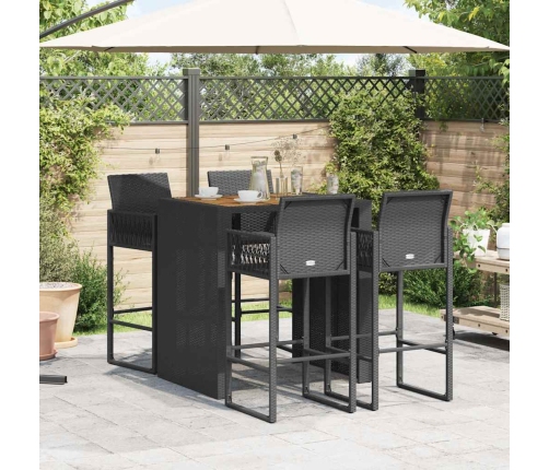 Set bar jardín sin cojines 5 pzas ratán sintético acacia negro