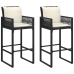 Set bar jardín con cojines 3 pzas ratán sintético acacia negro