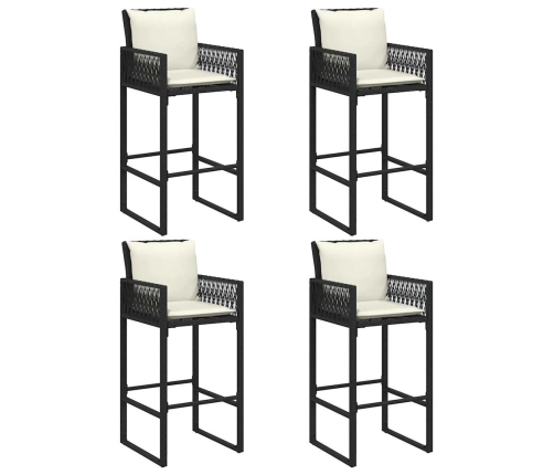 Set bar jardín con cojines 5 pzas ratán sintético acacia negro