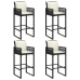 Set bar jardín con cojines 5 pzas ratán sintético acacia negro