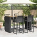 Set bar jardín con cojines 5 pzas ratán sintético acacia negro