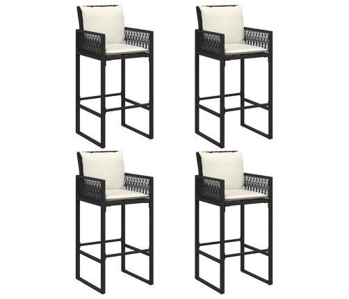 Set bar jardín con cojines 5 pzas ratán sintético acacia negro