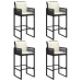 Set bar jardín con cojines 5 pzas ratán sintético acacia negro