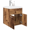 Mueble fregadero con lavabo y grifo empotrados madera vieja