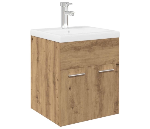 Mueble para lavabo con lavabo integrado y grifo roble artesanal