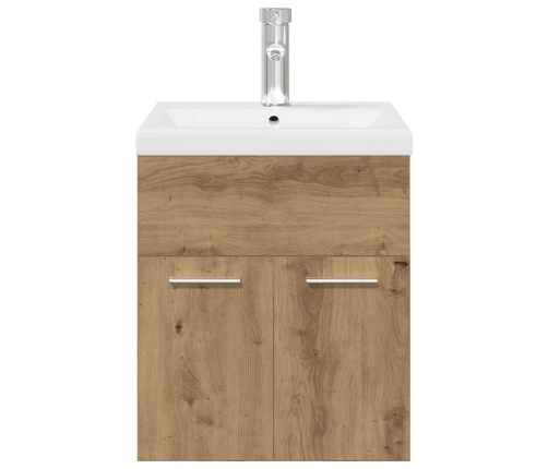 Mueble para lavabo con lavabo integrado y grifo roble artesanal