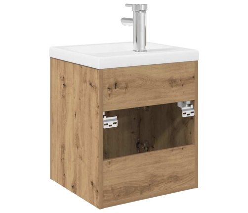 Mueble para lavabo con lavabo integrado y grifo roble artesanal