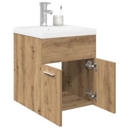 Mueble para lavabo con lavabo integrado y grifo roble artesanal