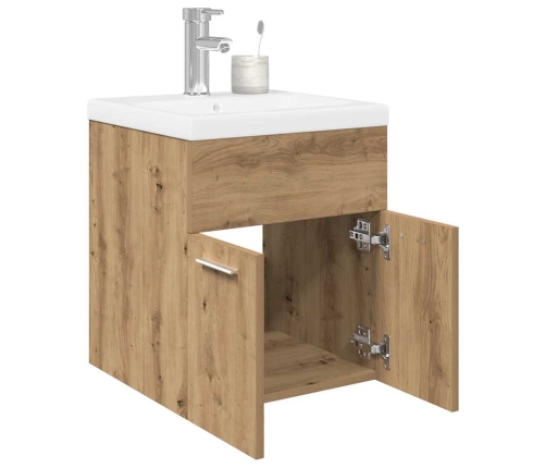 Mueble para lavabo con lavabo integrado y grifo roble artesanal