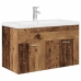 Mueble lavabo con lavabo integrado y grifo madera vieja