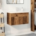 Mueble lavabo con lavabo integrado y grifo madera vieja