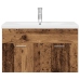 Mueble lavabo con lavabo integrado y grifo madera vieja