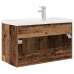 Mueble lavabo con lavabo integrado y grifo madera vieja