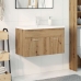 Mueble para lavabo con lavabo integrado y grifo roble artesanal