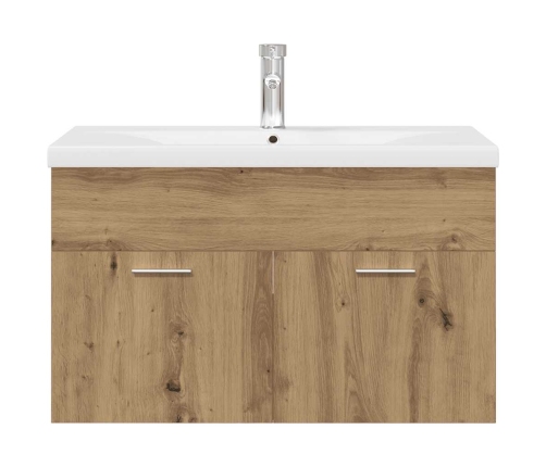 Mueble para lavabo con lavabo integrado y grifo roble artesanal