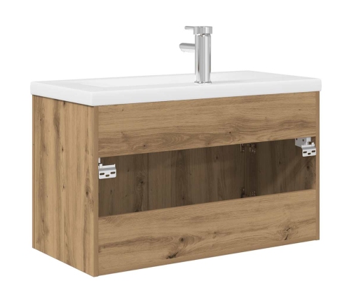 Mueble para lavabo con lavabo integrado y grifo roble artesanal