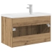 Mueble para lavabo con lavabo integrado y grifo roble artesanal